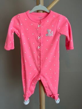 ⭐️⭐️ PICK 5 / $20 Carter's Pink Polka Dot Footed One-Piece Sleeper 3M